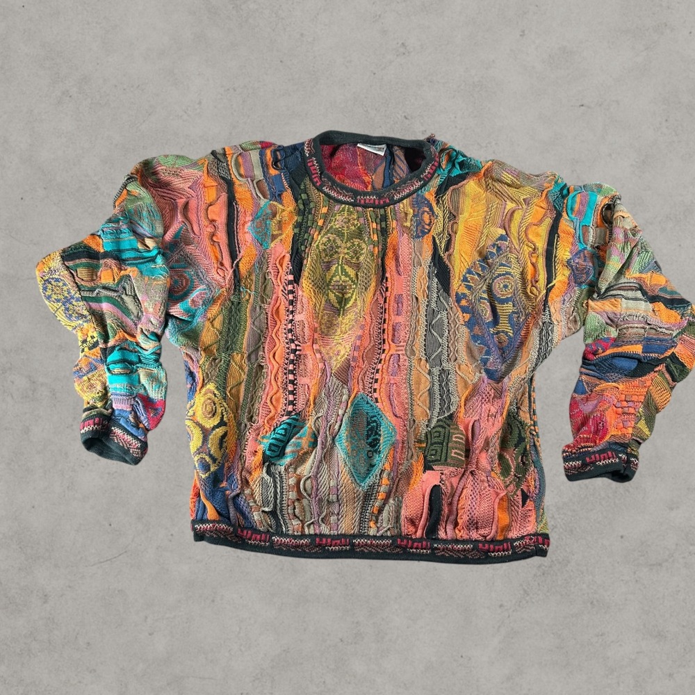 Coogi Australia Sweater Mens 2XLT Multicolor Vintage 3D Knit  Mercerized Biggie